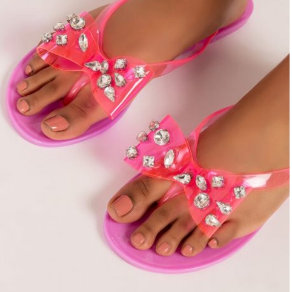 Cute pink bling beach sandal